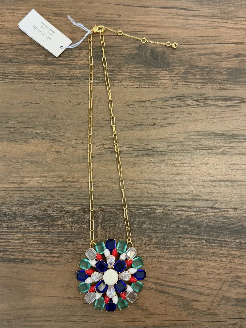 Kate Spade Firework Floral Gemburst Pendant Necklace - Gold Tone New with Tags